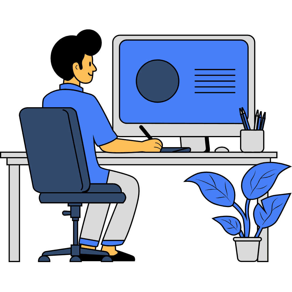 Illustration of engineers preparing CAD and 3D plant layouts